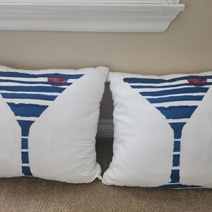 NWOT Brisa & Home Nautical Blue, White And Red Martini Throw Pillows